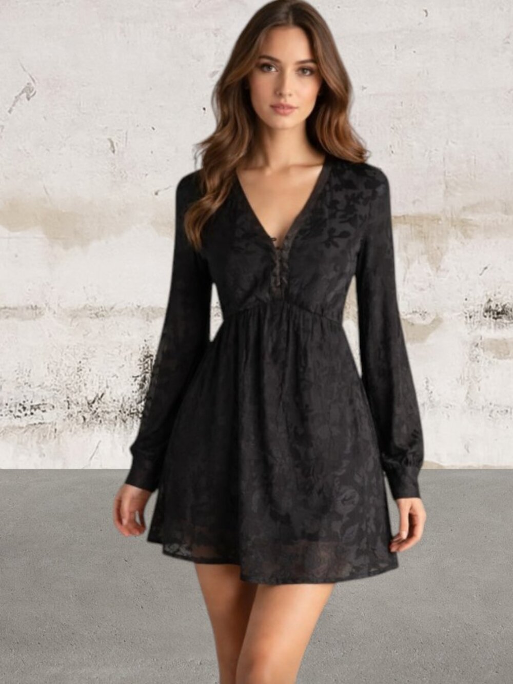 Pink Martini Black Velvet Long Sleeve Dress Size Medium